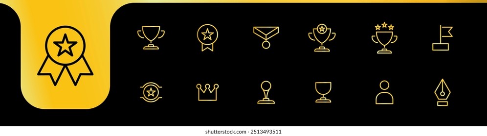 champion insignia line icon set collection design vector