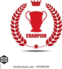 Champion, Label, Sticker or Icon Isolated on White Background.Vector