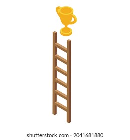 Champion ladder icon isometric vector. Work education. Future realization
