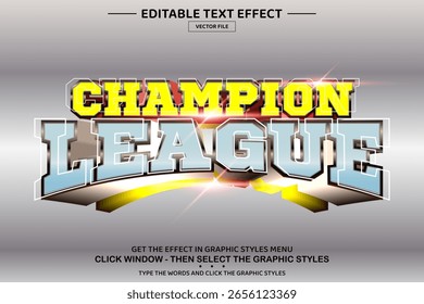 Champion league 3D editable text effect template