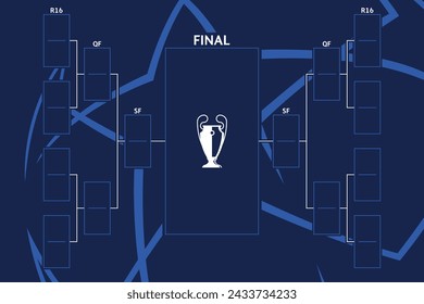 Champion Football League Play-off leere Bracket-Zeichnen-Vektor-Vorlage. In: European Soccer Competition.