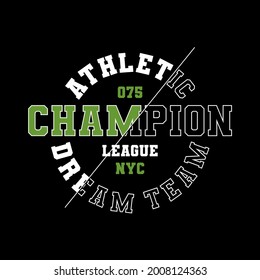 champion league, NYC, modern and stylish typography slogan. abstract design vector illustration for print tee shirt, and more uses.
