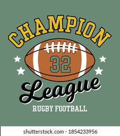 champion league, rugby graphic tees vector designs and other uses