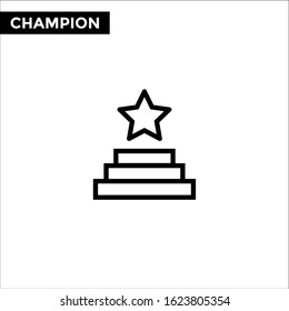 Champion line icon and solid vector sign, linear outline logo design illustration on white backround