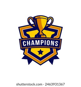 Plantilla de insignia de logotipo de campeón. trofeo