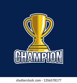 Champion logo design with trophy