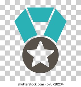 Champion Medal icon. Vector illustration style is flat iconic bicolor symbol, grey and cyan colors, transparent background. Designed for web and software interfaces.