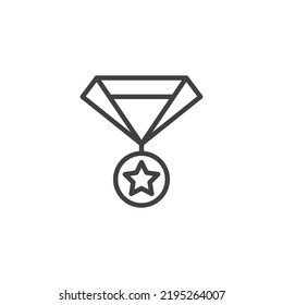 Champion medal line icon. linear style sign for mobile concept and web design. Medal with star outline vector icon. Symbol, logo illustration. Vector graphics