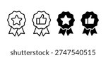Champion Medal Vector Icon. Award Rosette Star Ribbon symbol