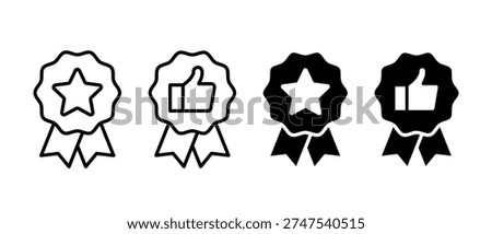 Champion Medal Vector Icon. Award Rosette Star Ribbon symbol