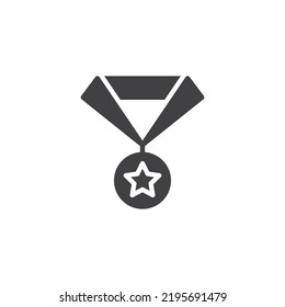 Icono del vector de medallas de campeón. signo plano relleno para concepto móvil y diseño web. Medalla con icono de glifo estrella. Símbolo, ilustración del logotipo. Gráficos vectoriales