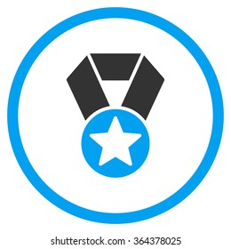 Champion Medal vector icon. Style is bicolor flat symbol, blue and gray colors, rounded angles, white background.