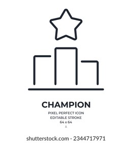 Champion pedestal editable stroke outline icon isolated on white background flat vector illustration. Pixel perfect. 64 x 64.