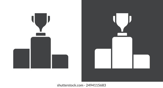 champion podium icon Flat set in black and white color outline vector