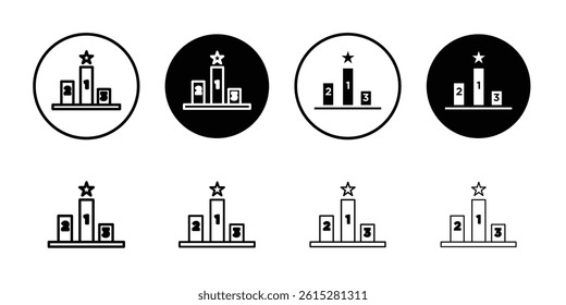 champion podium icon Flat simple outline set
