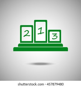 Champion podium icon. Flat style. Grey background. Vector illustration.