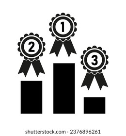 Champion podium with medal icon. Vector illustration. EPS 10.