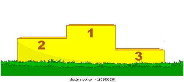 Champion podium, rostrum ranking stairs. Outdoors on the grass. Winner first second third 1. 2. 3 steps. Sport ranking leaderboard platforms ceremony. Vector illustration