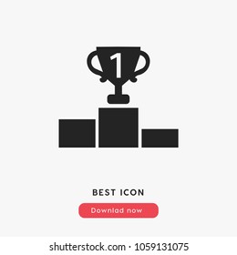 Champion podium vector icon. Championship symbol. Golden cupe icon. Best modern flat pictogram illustration for web and mobile apps design