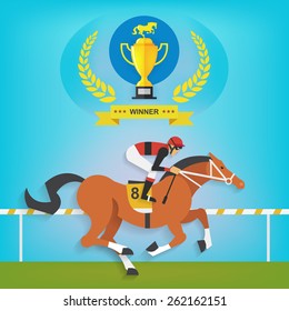 The champion of race horse riding, Vector illustration