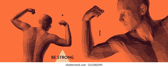Champion raising both hands in the air as a true winner. Victory and freedom. Strong man raising hands up. Sport symbol. Leadership or workout bodybuilding concept. Vector illustration.