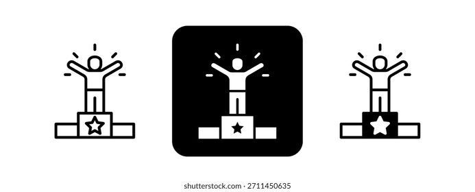 Champion Solid color and black line drawing vector illustration set