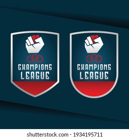 Champion sports league emblem vector,  graphic emblem with clenched fist concept and red circle symbol vector illustration