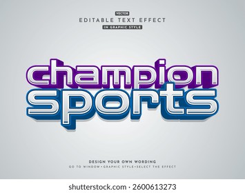 Champion sports logo style Sleek and Stylish 3D Modern Text Effect