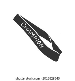 Champion Strip Icon Silhouette Illustration. Winner Banner Vector Graphic Pictogram Symbol Clip Art. Doodle Sketch Black Sign.