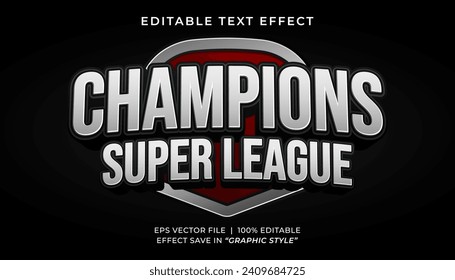 Plantilla de efecto de texto editable 3D de la Superliga de Campeones