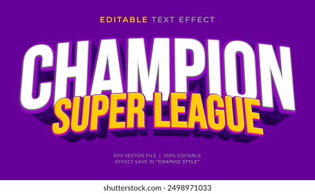 Champion Super League 3d bearbeitbaren Text Effekt Sport-Stil