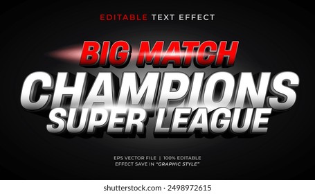 Champion Super League 3d editable text effect sport style