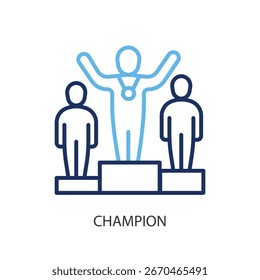 Iconos de vectores de línea delgada de campeón.