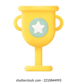 Copa de Trofeo Campeón Aislada de Fondo Blanco. Ilustración del vector 3D