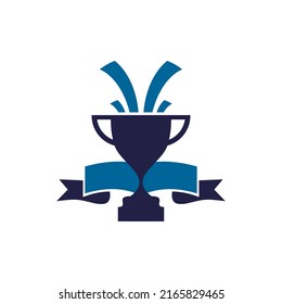 Champion trophy cup vector logo design