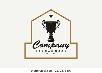 Champion Trophy Cup for Vintage Retro Sport Bar Club Cafe Tavern Restaurant logo design inspiration