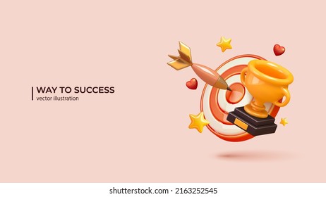 Champion trophy, gold cup. Realistic 3d design of Winner prize, sport award, success concept in cartoon minimal style. Vector illustration - Shutterstock ID 2163252545