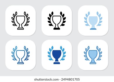 champion trophy icons with various design styles