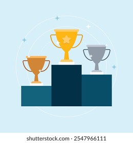 Vetor de ilustração de troféu de campeão. ícone da taça de competição.