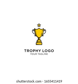 trofeo campeón con icono de logotipo de estilo lineal para la plantilla de logotipo del premio ganador