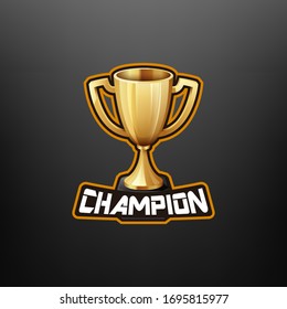 Champion Trophy Mascot Gaming. Vector EPS 10