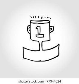 champion trophy vector doodle illustration