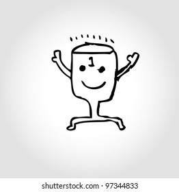 champion trophy vector doodle illustration