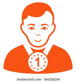 Champion vector icon. Flat orange symbol. Pictogram is isolated on a white background. Designed for web and software interfaces.