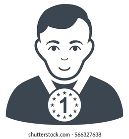 Champion vector icon. Flat smooth blue symbol. Pictogram is isolated on a white background. Designed for web and software interfaces.