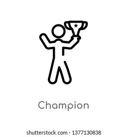 champion vector line icon. Simple element illustration. champion outline icon from sports and competition concept. Can be used for web and mobile