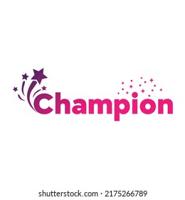 Champion Victory Celebration Logo Design. bearbeitbarer Texteffekt mit abstrakter und hochwertiger Verwendung für Firmenlogo und Marke. Champion Trophy Vektor. Champion Sports League.