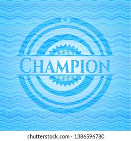 Champion water wave emblem. Vector Illustration. Detailed.