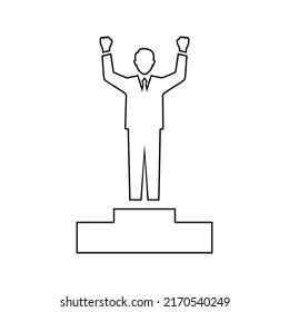 Champion, winner icon. Outline vector design.