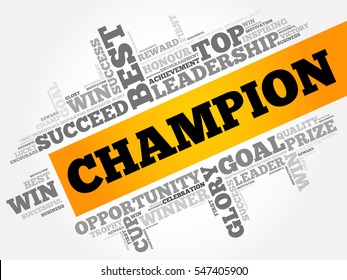 Champion word cloud, business concept